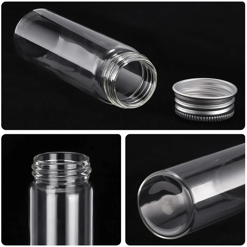 5pcs 5ml-30ml transparent glass bottle with silver aluminum cap storage cans empty gift bottle party decoration sealed well 3