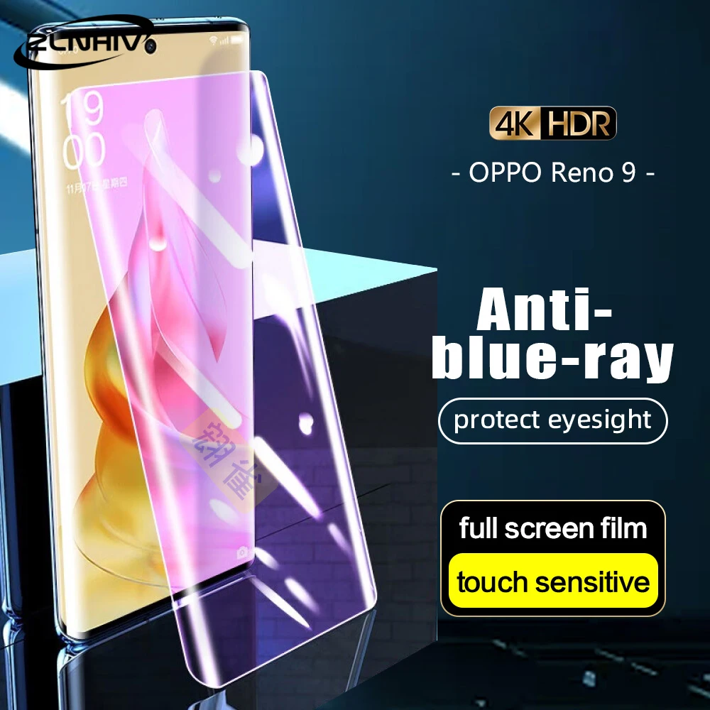 

Zlnвич полное покрытие для oppo reno 9 6 5 4 3 A1 pro plus анти-голубое искусственное УФ Закаленное стекло Защитная пленка для экрана телефона
