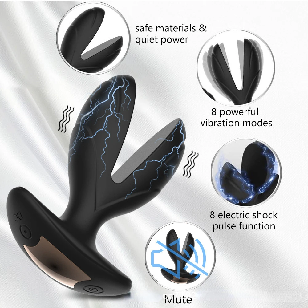 8Speeds Electric Shock Male Prostate Vibrating Massager G-spot Anal Butt Plug Expander Expandable Vibrator Adult Men Sex Toys