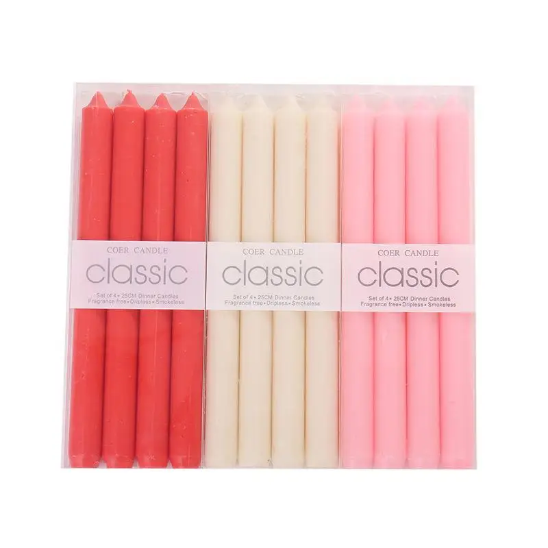 Candele coniche filettate da 4 pezzi - Decorazione a stelo lungo