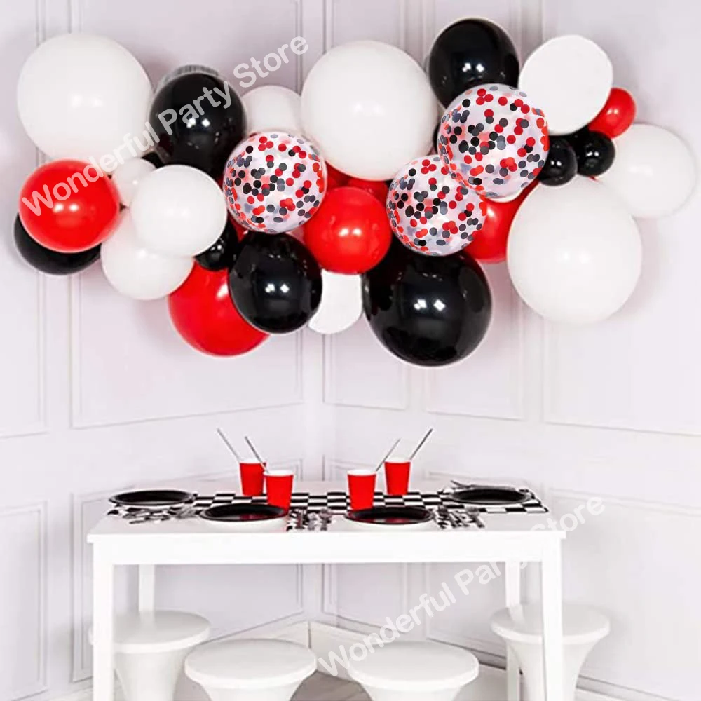 Black And Red Balloon Garland Kit Red Black White Metallic Silver Confetti  Balloons Arch For Baby Shower Graduation Circus Pirate Birthday Party Decor