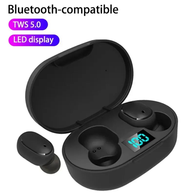 Wireless Bluetooth Headphones E6S TWS Waterproof Noise Cancelling LED Earbuds with Mic Wireless Headset Bluetooth Earphones