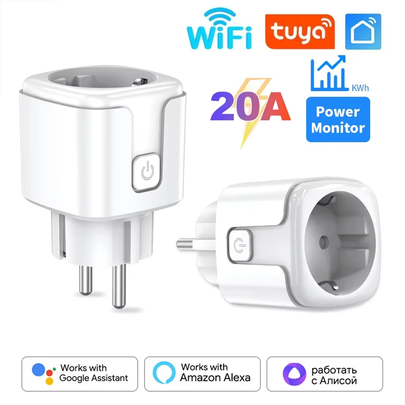 Smart Plug Tuya WiFi/Zigbee EU Socket 16A/20A Power Monitor Timer Remote Voice Control Works with Alexa Google Home Smart Life