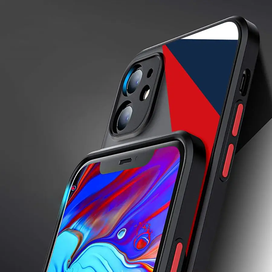 Blue and Red Logo Phone Case with Black Edge