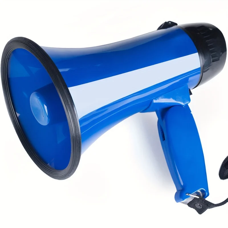 Portable 20 Watt Megaphone Bullhorn-Voice and Alarm Modes, Volume Control, Battery Powered-ABS Material with Strap