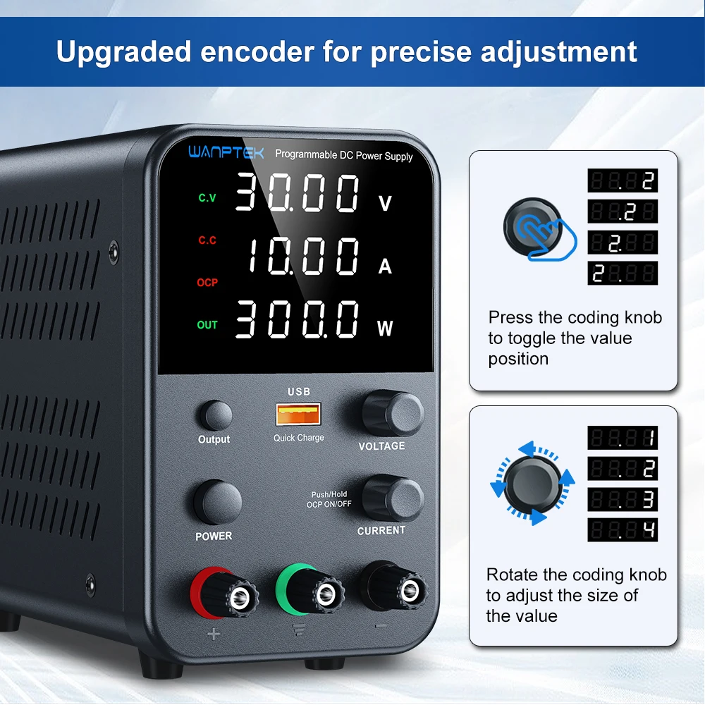 Labornetzteil 30V 5A 10A 60V 5A DC Geregeltes Netzteil USB-A Schnittstelle Encoder-Steuerung 4-stellige LED-Präzisionsanzeige – Detail 1