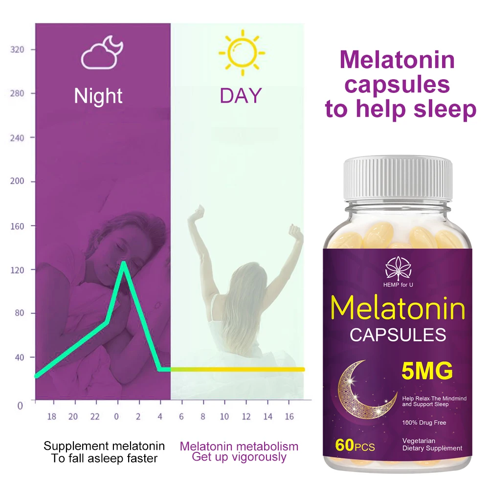 HFU 30pcs 5Mg Melatonin Capsules Tablet Vitamin B6 Help Deep Sleep Improve Insomnia Middle-aged Elderly Man Relieve Stress | Красота и