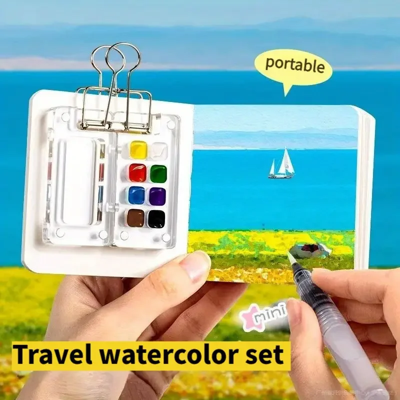 Aquarell-Farbpalettenetui, mehrere Fächer, Acryl-Tablett, Reise-Aquarell-Tablett-Palette für Reisen im Freien, Heimbüros – Detail 4