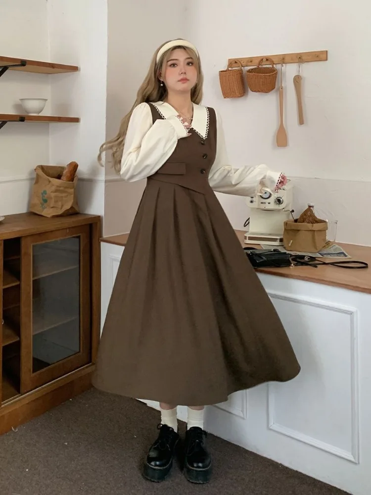 brown long dress