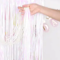 Vibrant Candy - Colored Rain Curtain for Birthday Party Decor and Photo Props (02Rainbow)