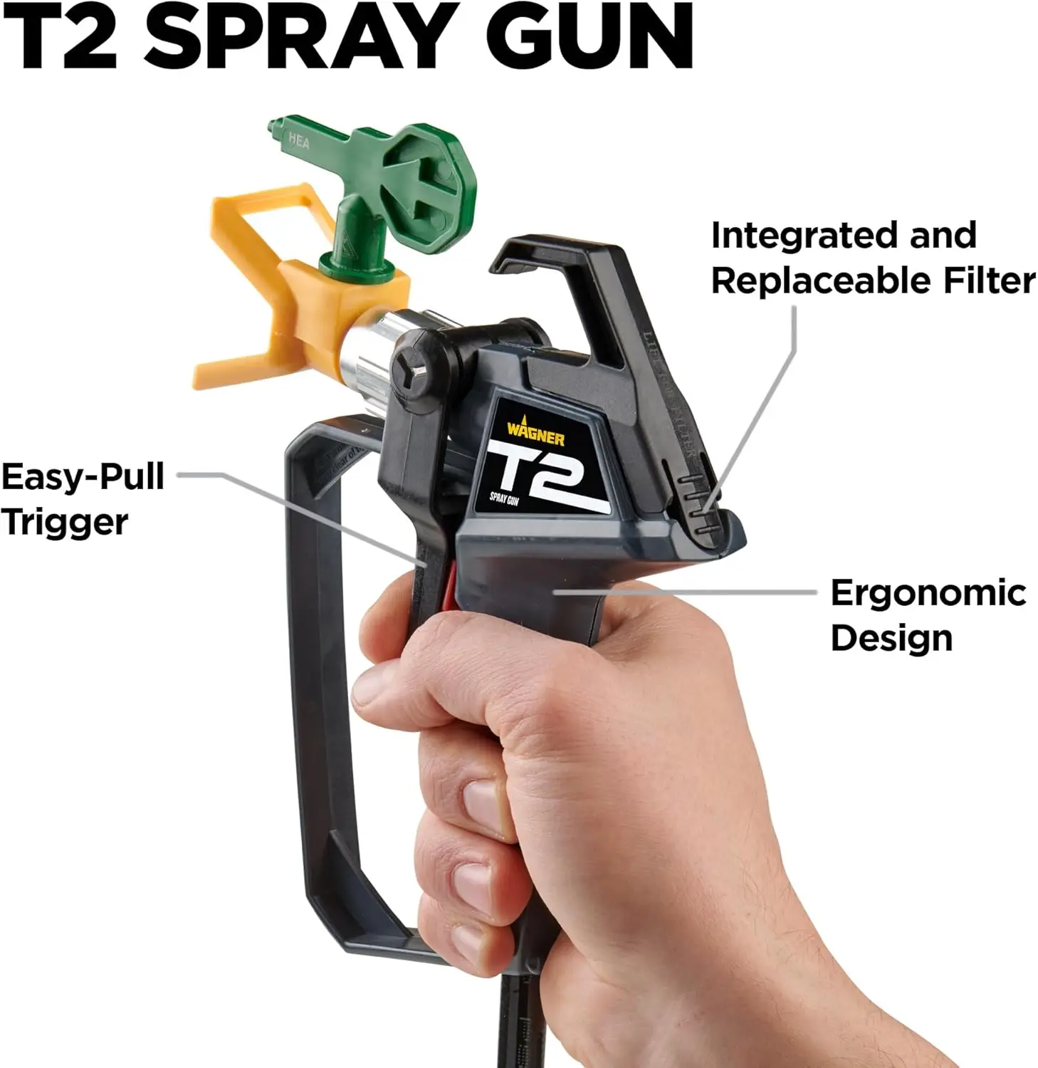 Wagner Spraytech Control Pro 130 High Efficiency Airless Paint Sprayer with T2 Gun, Low Overspray, Yellow