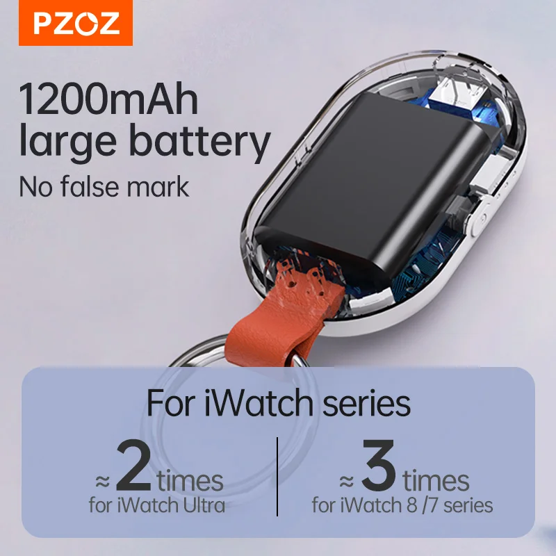 PZOZ Power Bank For Apple Watch Ultra 2 Portable Magnetic Charger Mini Type C Wireless Charging For iWatch Series 9 8 7 6 SE