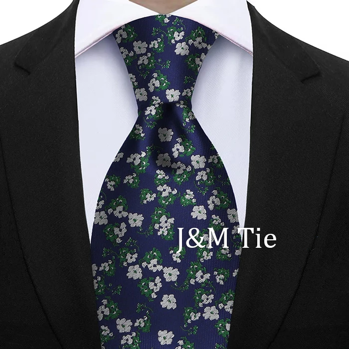 7 cm florale Seidenkrawatte für Männer, elegantes Pfauenblau, blaugrün, grau, meistverkaufte Business-Krawatte, Hochzeit, Büro, Modeaccessoires, Geschenk – Detail 12