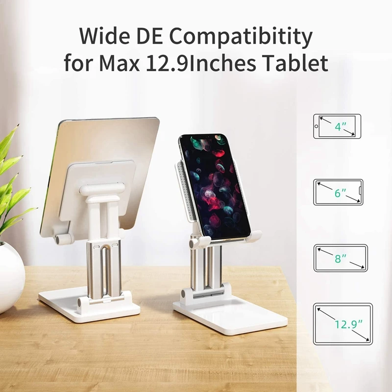 듀얼 폴 접이식 태블릿 스탠드, 높이 조절 가능, 아이패드 프로 스탠드, 확장형 솔리드 데스크탑 스탠드, 거치대 독