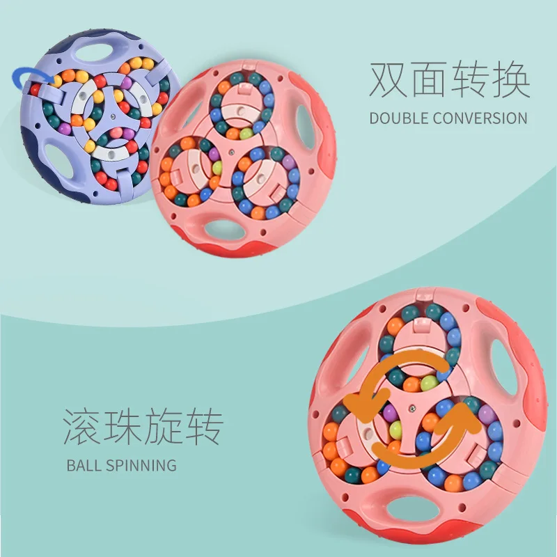 Puzzle Rotating Magic Bean Kindergarten Hand Early Education Finger Burger Magic Cube Top Double sided Fingertip Magic Plate Toy 4