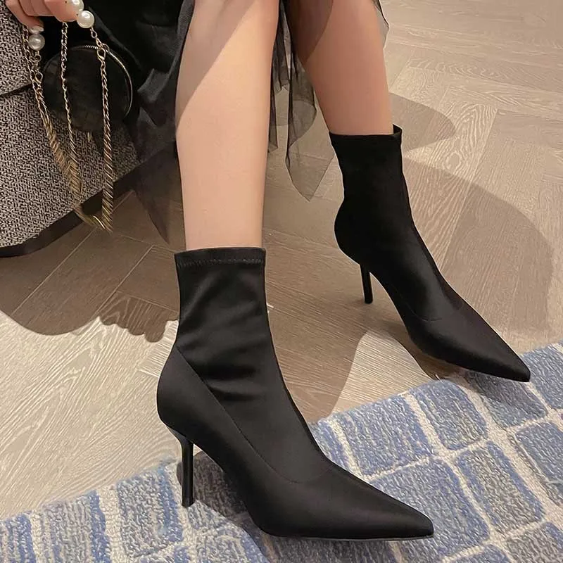 

Pointy Boot Shoes Sexy Thigh High Heels High Sexy Luxury Designer Boots-Women Pointe Black Over-the-Knee Med Stiletto Fashion R