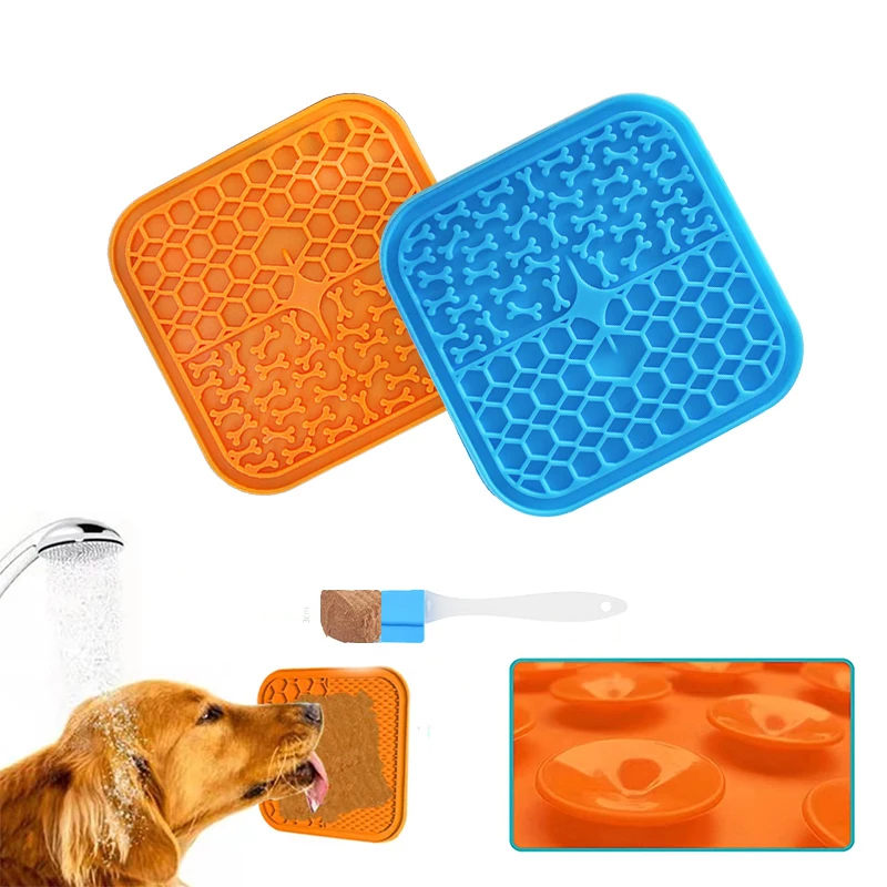 Silicone Licking Pad Pet Dog Lick Pad Bath Peanut Butter Slow Eating