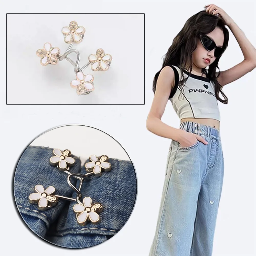 Verstellbarer Hosen-Taillenstraffer, Jeans-Knopfclip aus Legierung für Hosen, kein Nähen erforderlich, einfach zu installierende Zubehörnadeln, Knöpfe – Detail 1