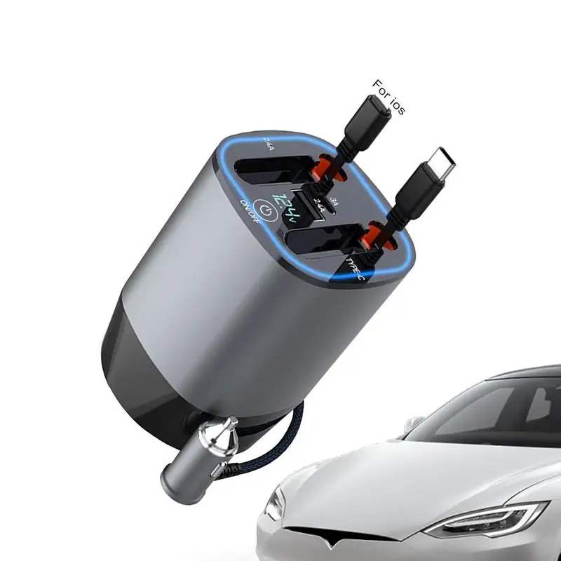 

Car Charger Fast Charge LED Voltage Display 5 In 1 Car Charger Adapter 100w Car Diffuser LED Lights Protection Functions For