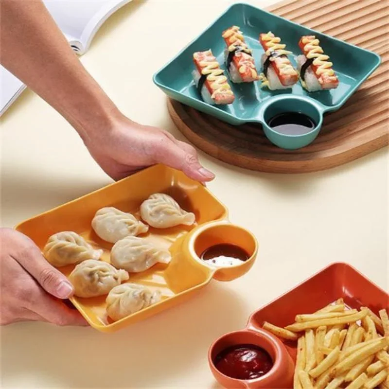 Chips and Dip Plates Plastic Serving Platter Dumpling Plate Dipping Saucer Divided Snack Serving Dishes Appetizer