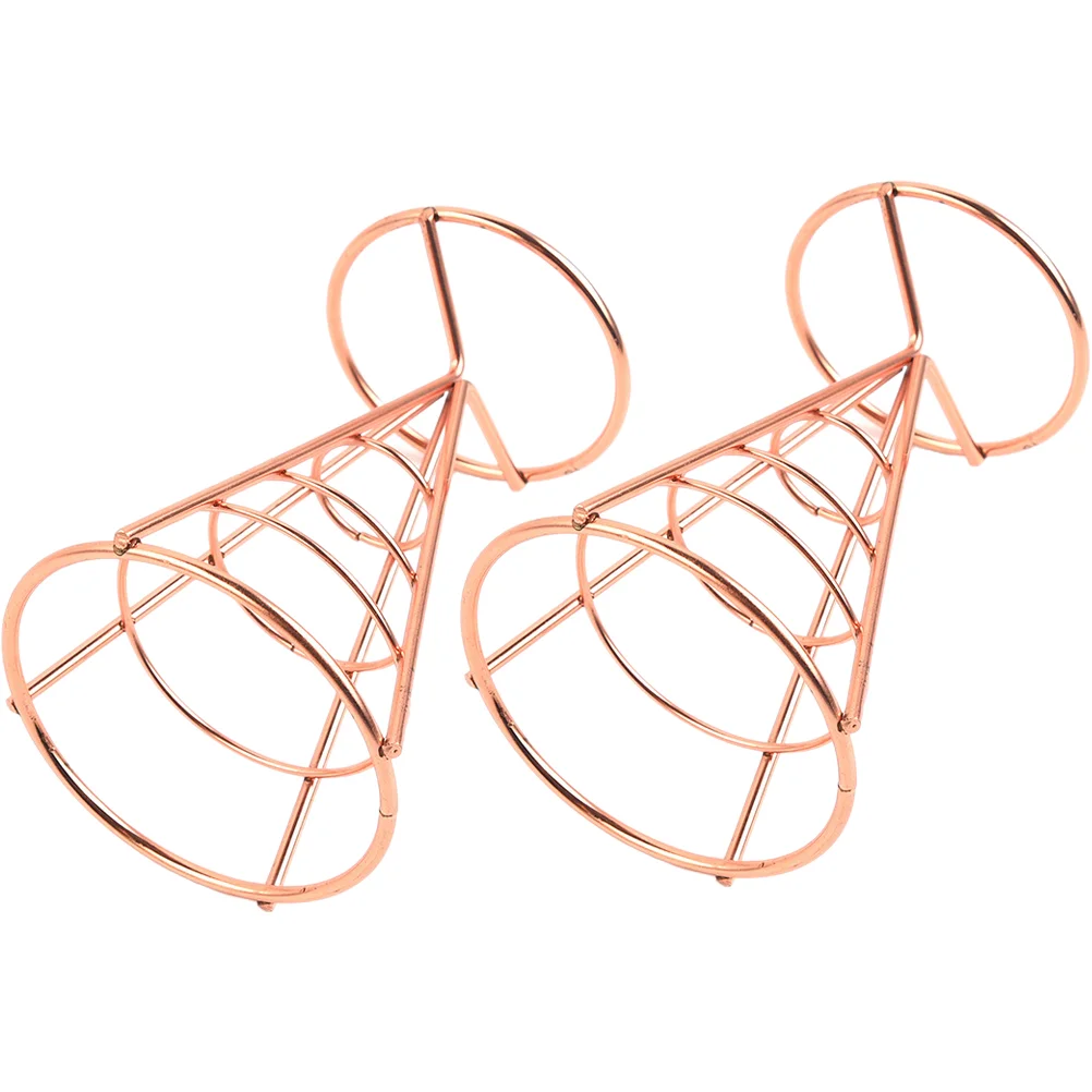 

2 Pcs Cone Snack Holder Fries French Basket Bracket Serving Stand Stainless Steel Appetizer Display