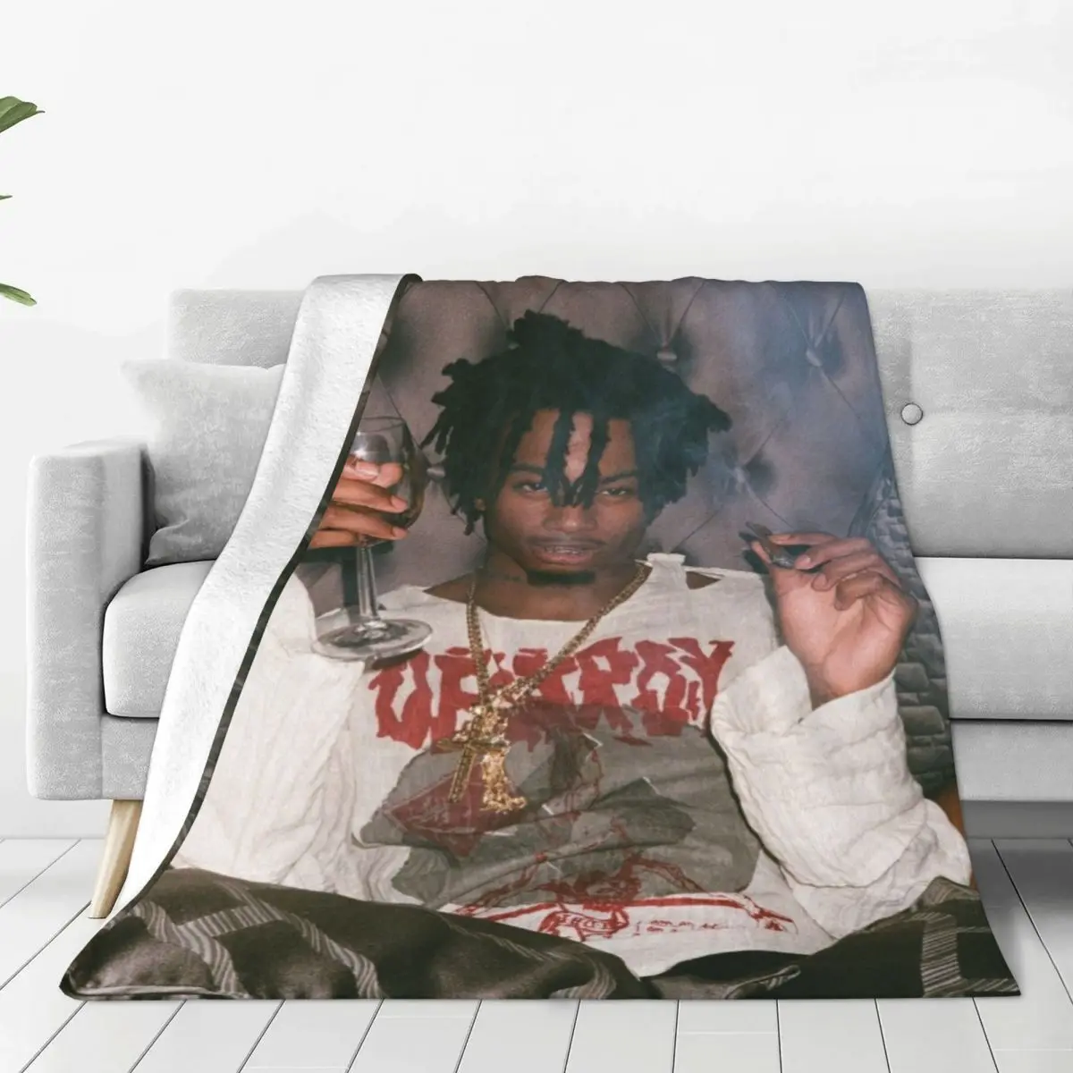 Self Titled Playboi Carti Design Blanket asap wlr mod Car Soft Blanket Fashion Big Fleece