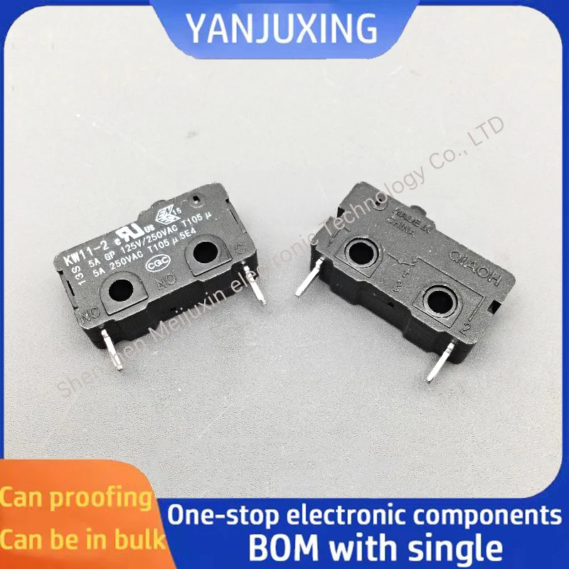 5PCS Microswitch KW11-2 two-pin normally closed tip pin 5A travel limit detection reset button