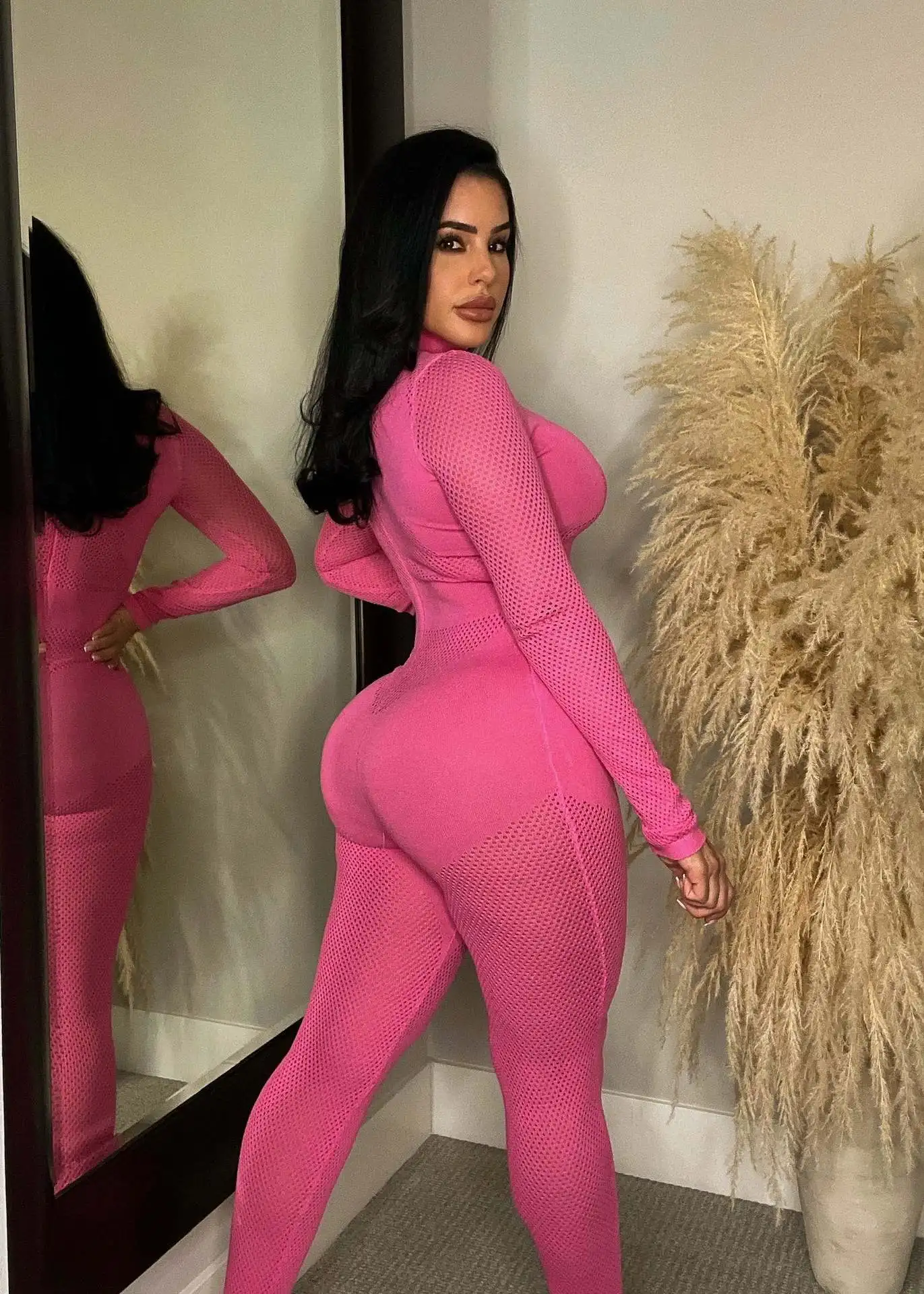 2023 Women Mesh Black Sexy Knitted Jumpsuits One Piece Outfits Fashion Winter Club Elegant Bodycon Jumpsuit Bodysuit Playsuit