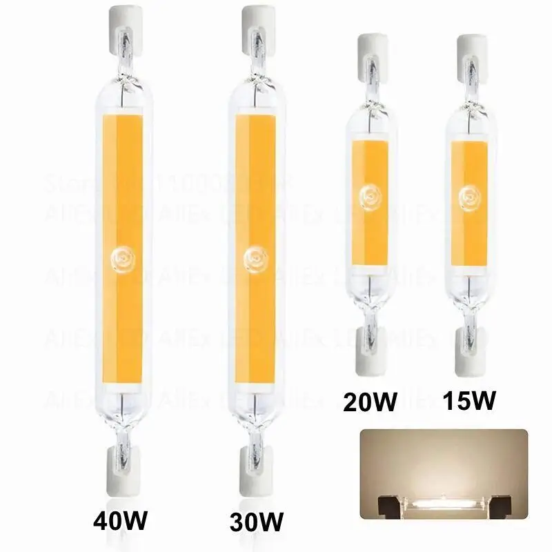 2022 R7S LED COB 유리관 78mm 118mm 고성능 J78 J118 전구 AC110V 120V 130V 220V 230V 240V 가정 할로겐 램프를 대체하십시오