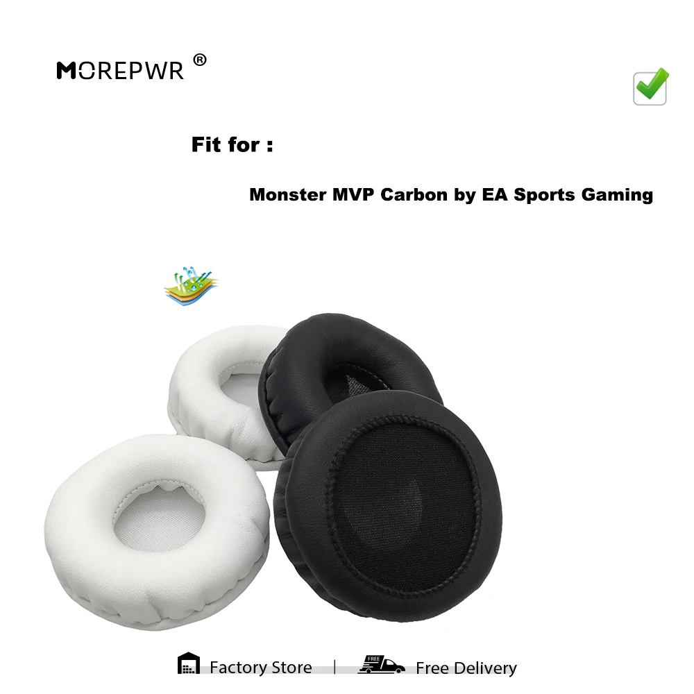 

Morepwr New Upgrade Replacement Ear Pads for Monster MVP Carbon by EA Sports Gaming Headset Parts Leather Cushion Velvet Earmuff