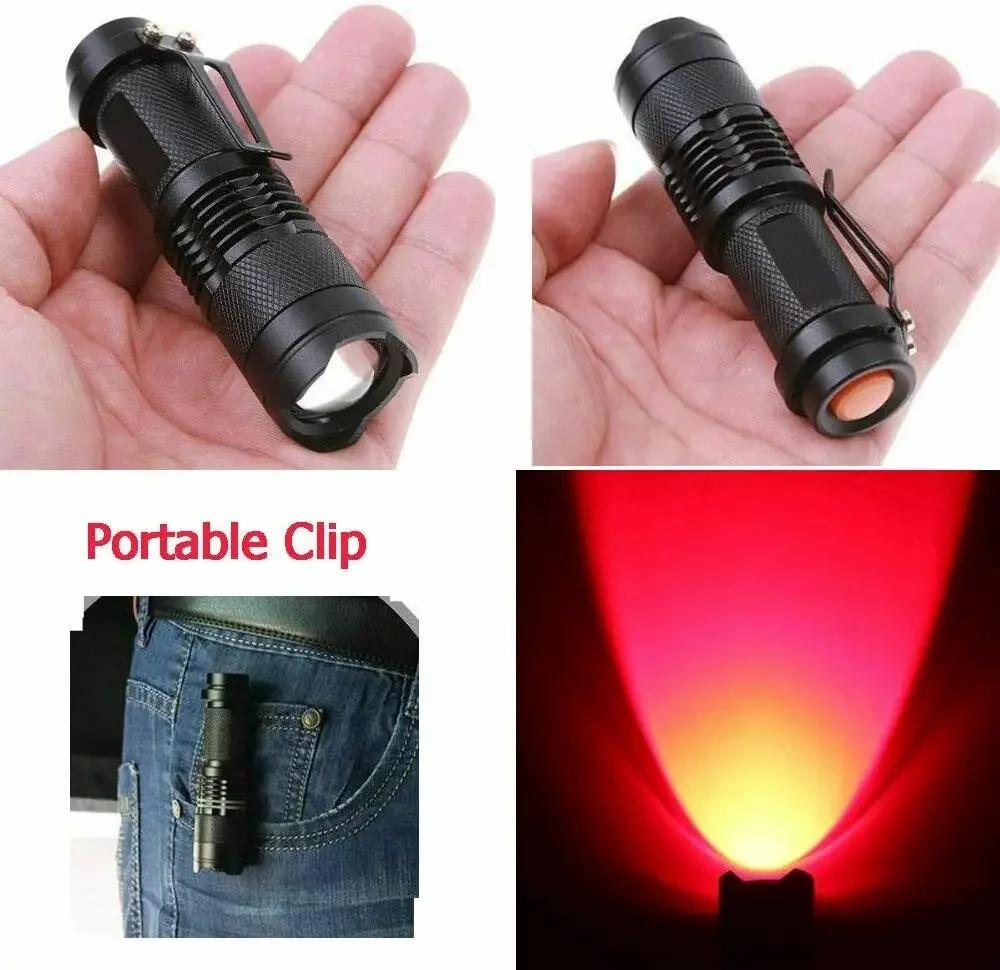 Portable LED Flashlight 670nm Red/Blue/Green Light Mini Flashlights Tactical Flashlight Hunting Emergency Light Torch