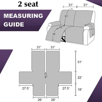 2 Seat Non-Slip Recliner Chair Cover Sofa Slipcover Reversible Pet Cover Protector Couch Cover 2