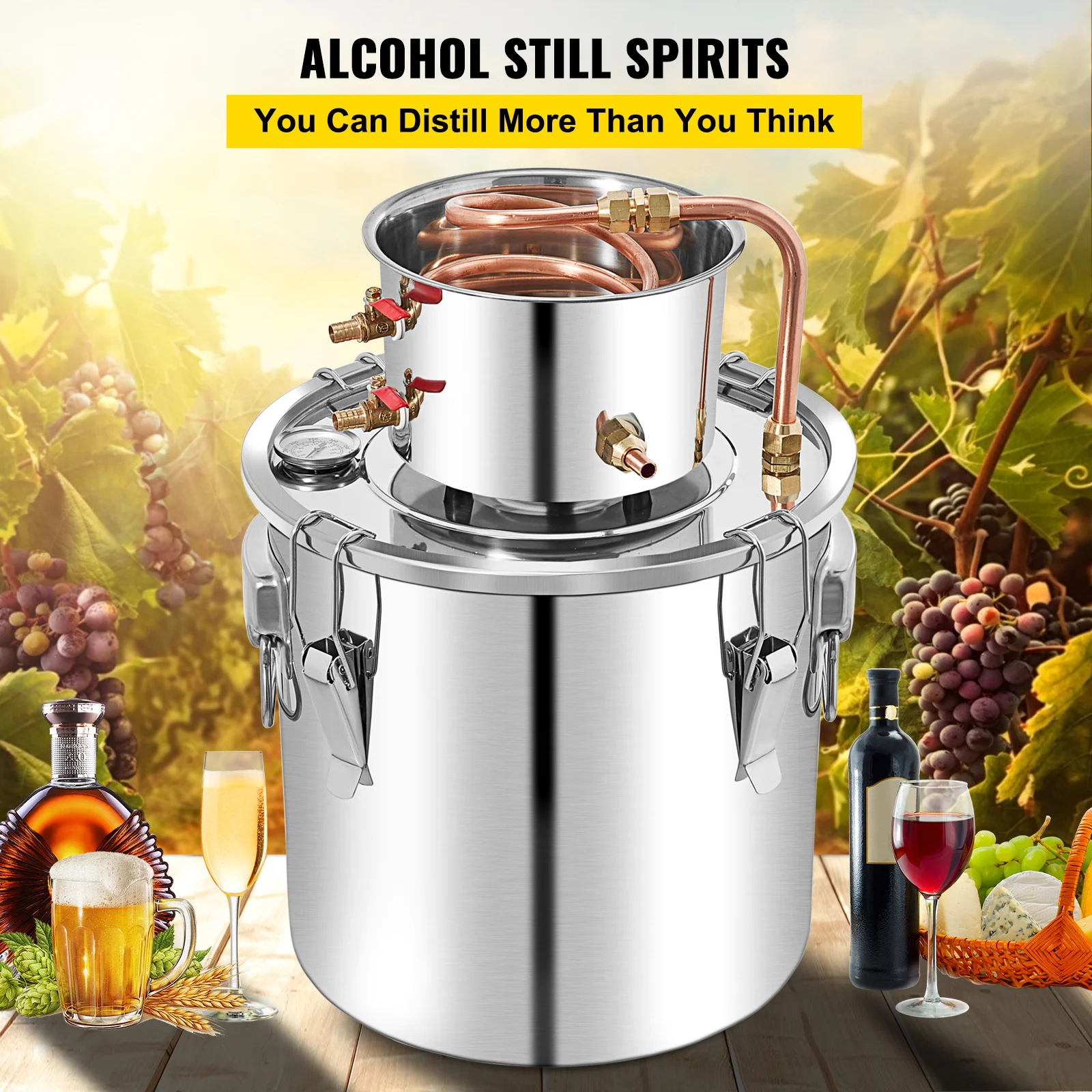Stainless Steel Water Alcohol Distiller with Copper Tube