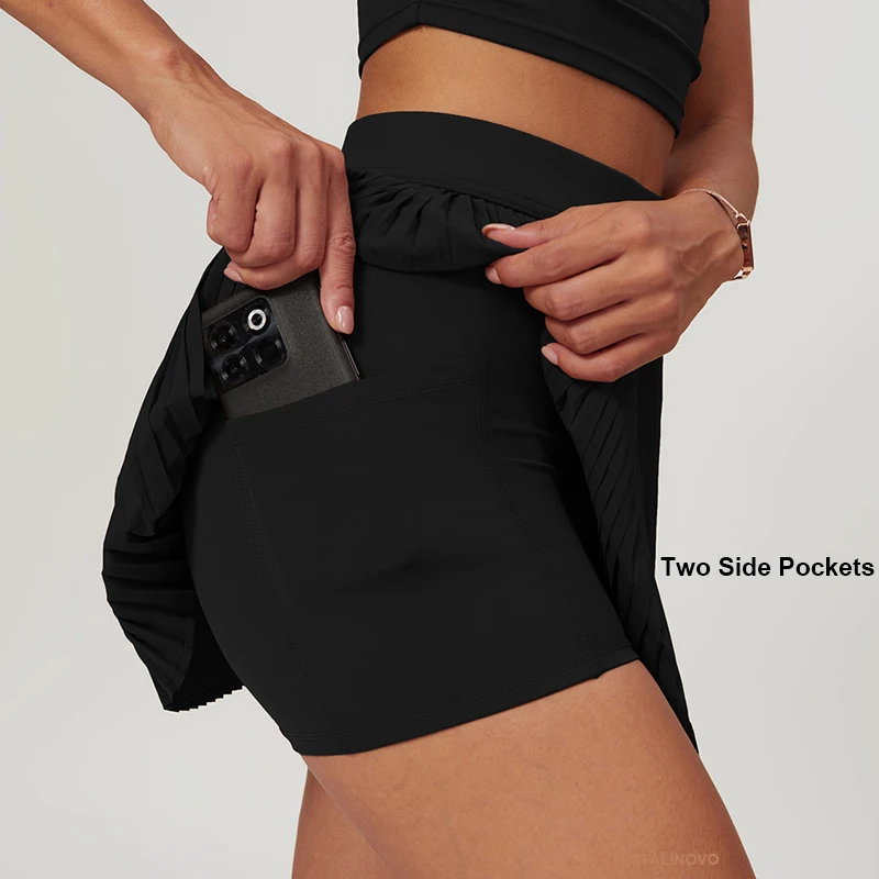 Sports Skirt VITALINOVO Women's Tennis Golf Skirts High Waisted with Pockets Inner Shorts for Athletic Skorts Skirt Sports Running Pickleball