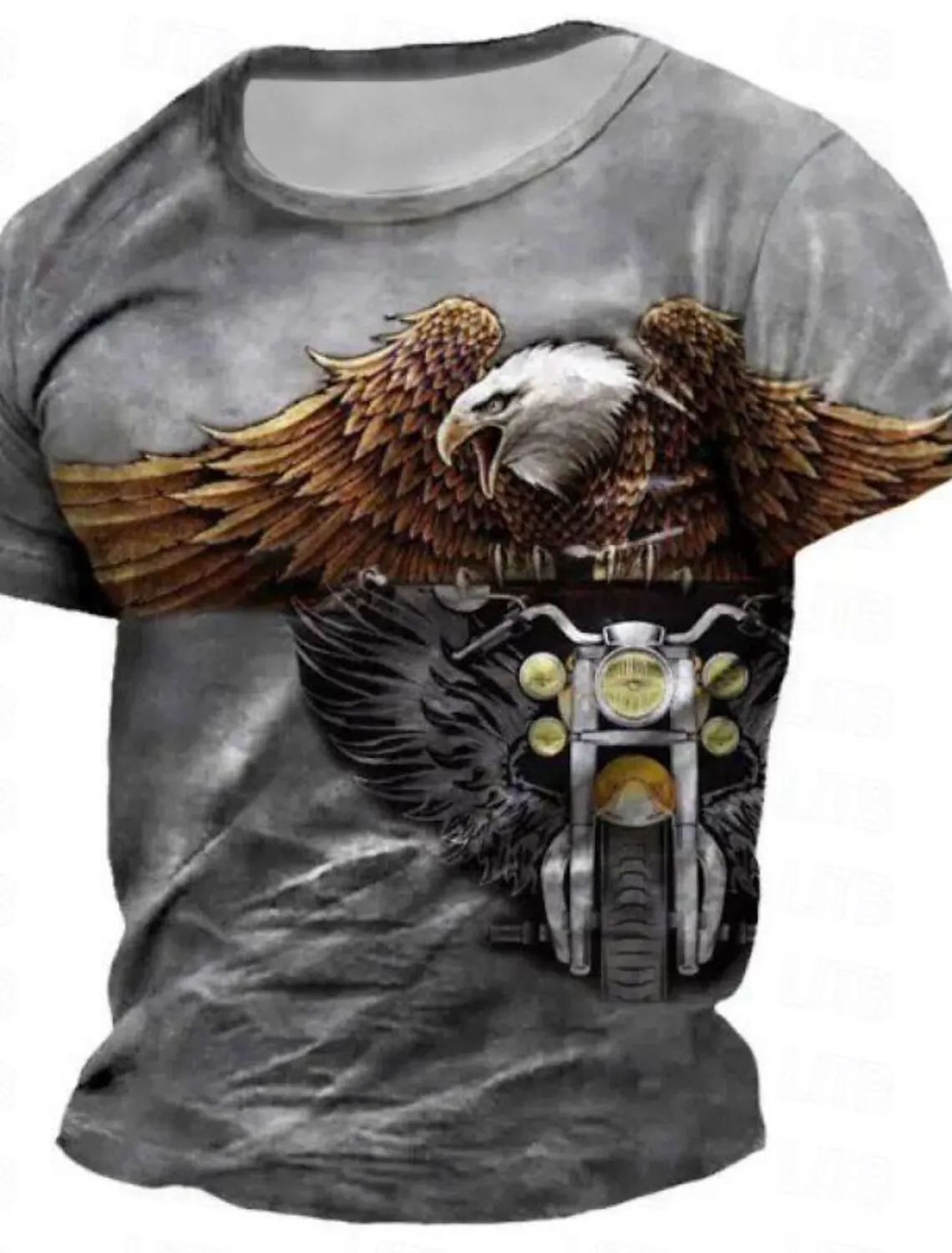 

Футболка мужская с 3D-принтом орла, винтажная уличная рубашка с коротким рукавом и круглым вырезом, топ в стиле ретро, весна-лето