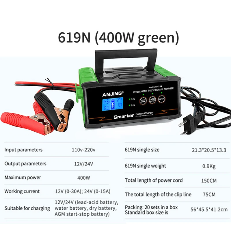 Caricabatteria Auto 12V 10A Husgw - Per Batterie Piombo E LiFePO4, Con Display LCD - Foto 12