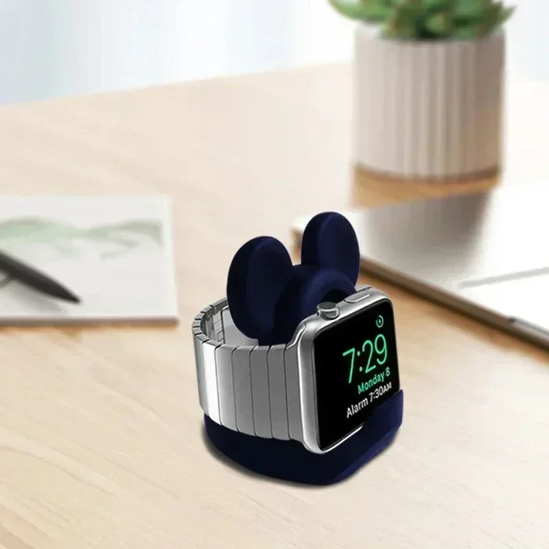 Charger Stand Minnie Desktop Holder Apple Watch 9 8 7 6 5 4 iWatch 3 2 1 SE Cartoon Silicone Charging Base