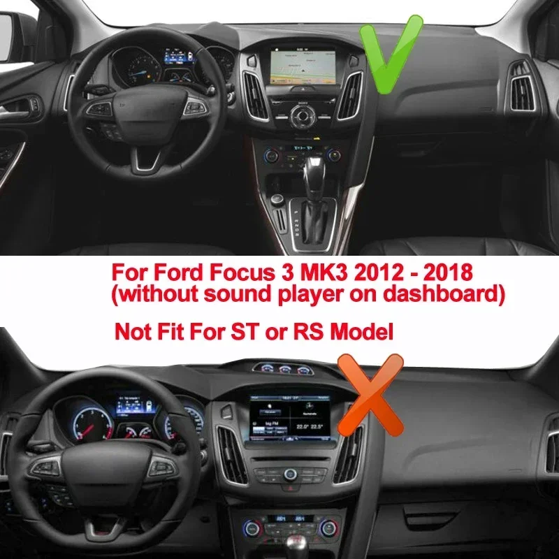 Car Dashboard Cover Dash Mat For Ford Focus 3 MK3 2012 2013 2014 2015 Dashmat Pad Anti-slip Carpet ANti-UV