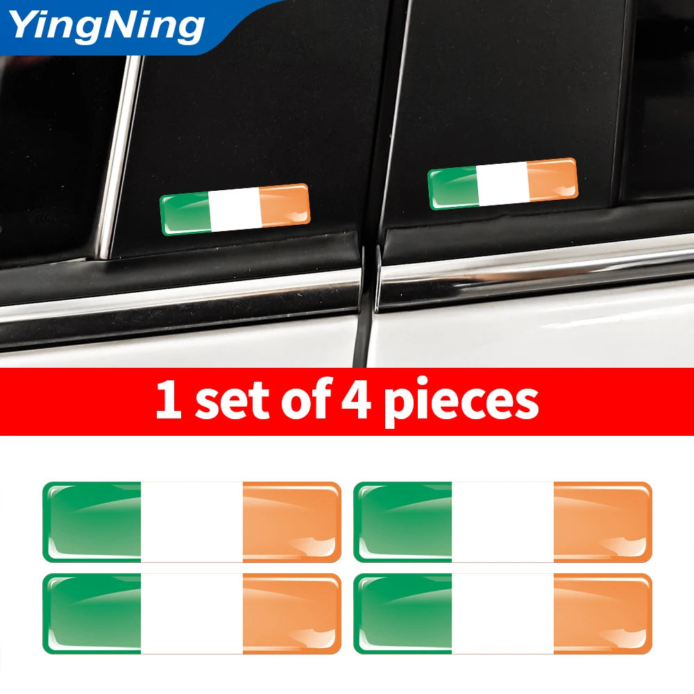 Irish Flag 3D Epoxy Resin Car Sticker Set – Stylish Auto Decoration Accessories (4-Pack)