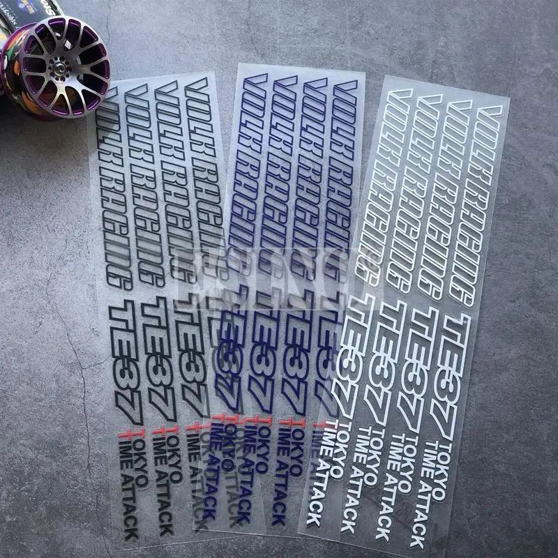 

4 x Car Styling Wheel Rim Decorative Vinyl Sticker Series Car Accessories Decals for Volk Racing TE37 Tokyo Time Attack