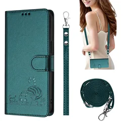 Leather Crossbody Shoulder Phone Wallet Case and Cover for Moto Edge 2025 (YB-CG-Dark green)