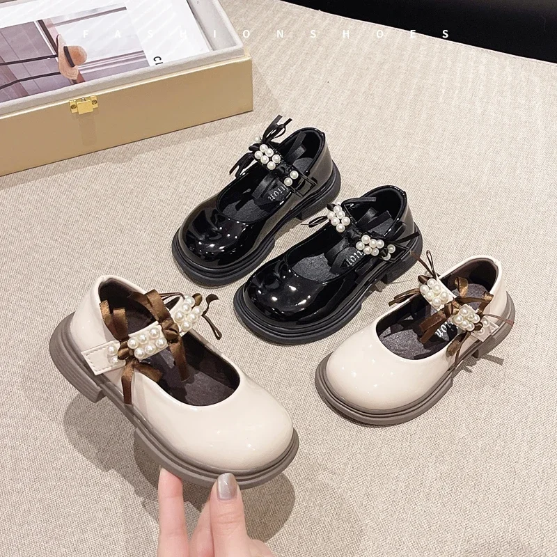 Girls Leather Mary Jane Shoes Glossy Princess Dress