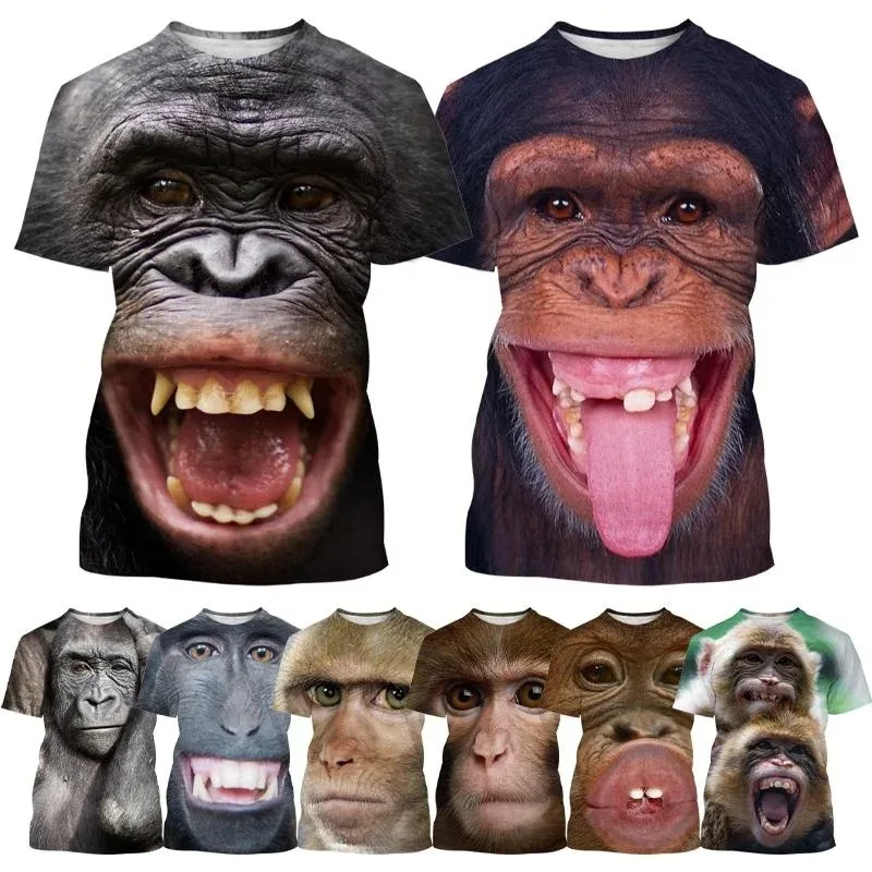 

Casual Orangutan Monkey T-shirt 3D Printing Funny Hip-hop T-shirt Animal Personality Hip-hop T-shirt Cosplay Men's Clothing Tee