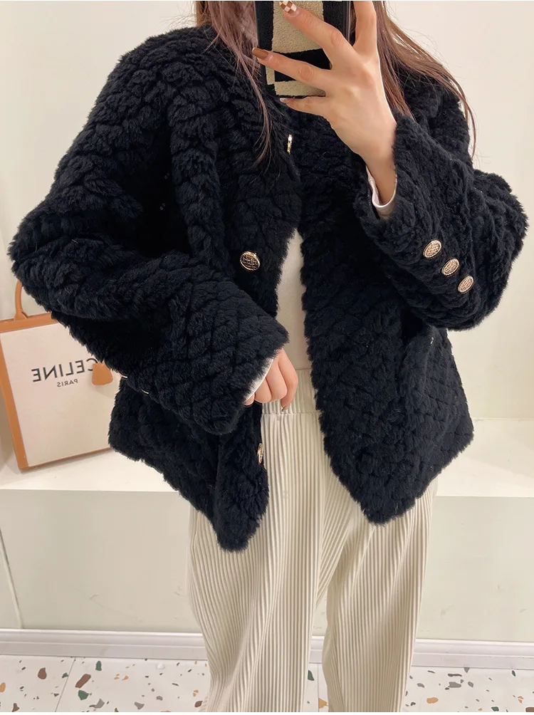 

2023Hot Sale Wool Fur Coat Women's Sheep Shearing Composite Fur Coats for Women Winter Jacket New in Outwears Female Clothing Ab