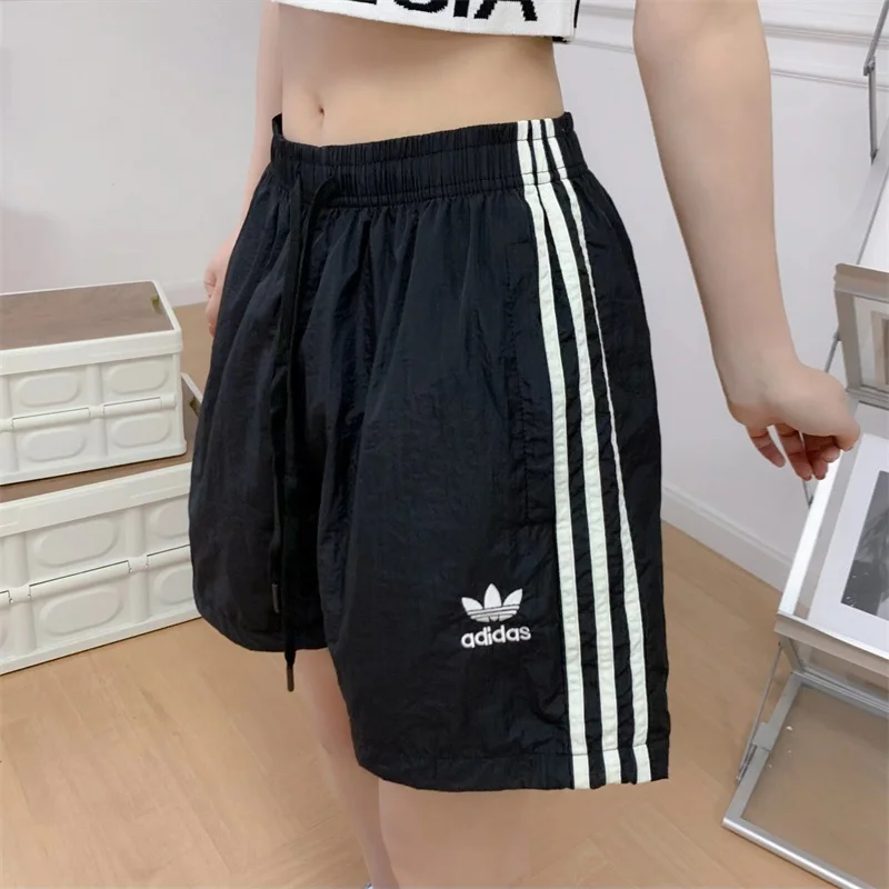 Adidas Pants Women Quick-drying Moisture Absorption Comfortable Breathable Stripes Short Pants Green