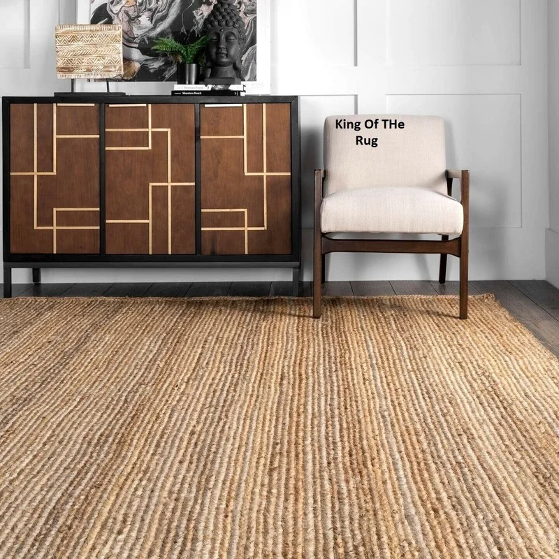 Rug Jute Carpet Rectangle Natural Handmade Runner Rustic Look Braided Style Living Room Decoration Rugs for Bedroom 3