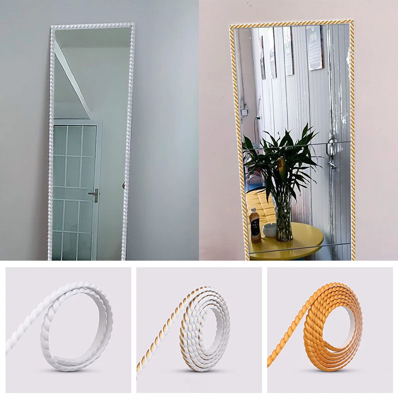 5M/Roll 3D Autoadesivo Pvc Soft Line Strip Rope Per Porta Frame Mirror Edge Banding Strips Tv Sfondo Soffitto Adesivi Murali