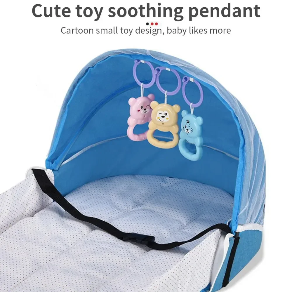 Folding Anti-crush Baby Crib Convenient Bed Middle Bed with Mosquito Net Comfortable Mattress Travel Crib for Newborn Baby Bed - 4