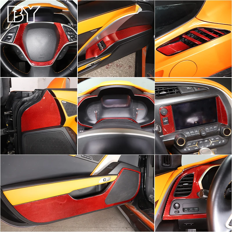 

Car Interior Accessories Air Outlet Inner Door Panel Trim Parts Soft Carbon Fiber Interior For Chevrolet Corvette C7 2014-2019