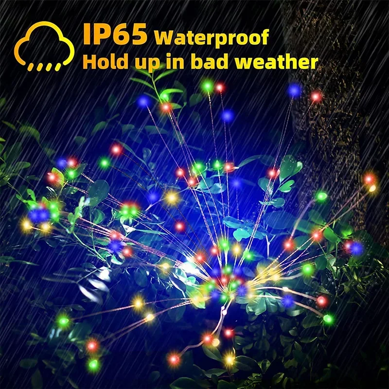 1/2/4Pcs Solar LED Firework Fairy Light Outdoor Garden Decoration Lawn Pathway Light For Patio Yard Party Christmas Wedding 3